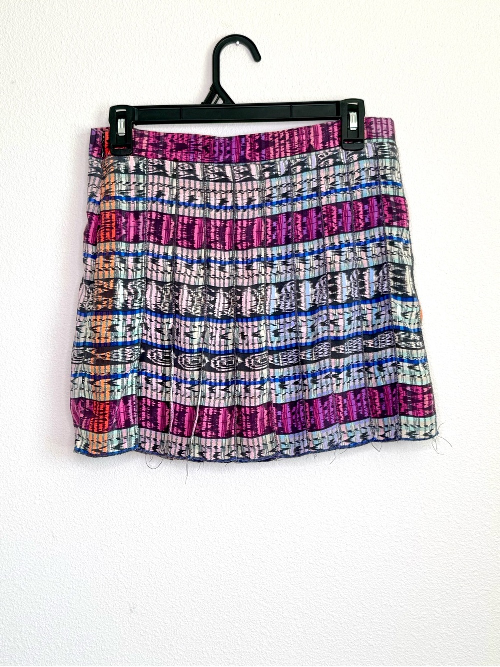 Aiko Skirt Silk Blythe split pleat Ikat Pink Fushcia Multi Color Mini short